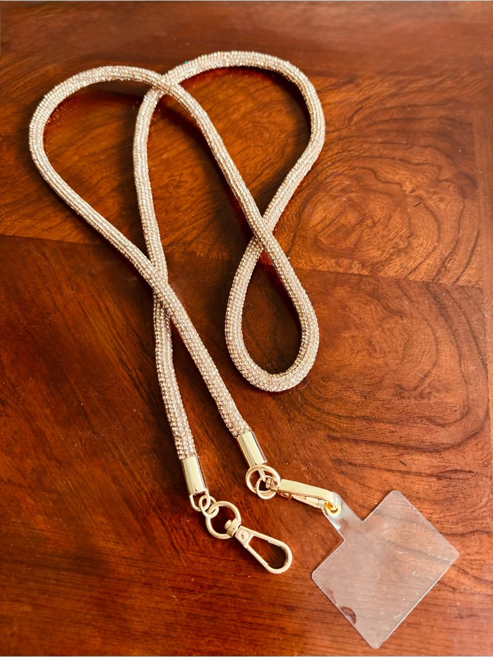 Gold Rhinestones Lanyard Crossbody Phone Holder